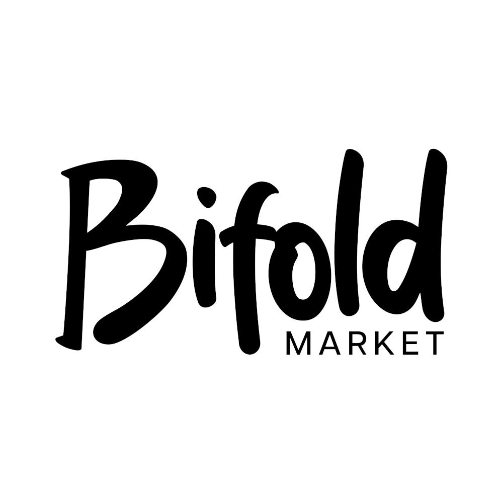 Black 'Bifold Market' logo on a white background